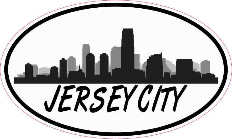5in x 3in Oval Jersey City Skyline Sticker Car Truck Vehicle Bumper Decal