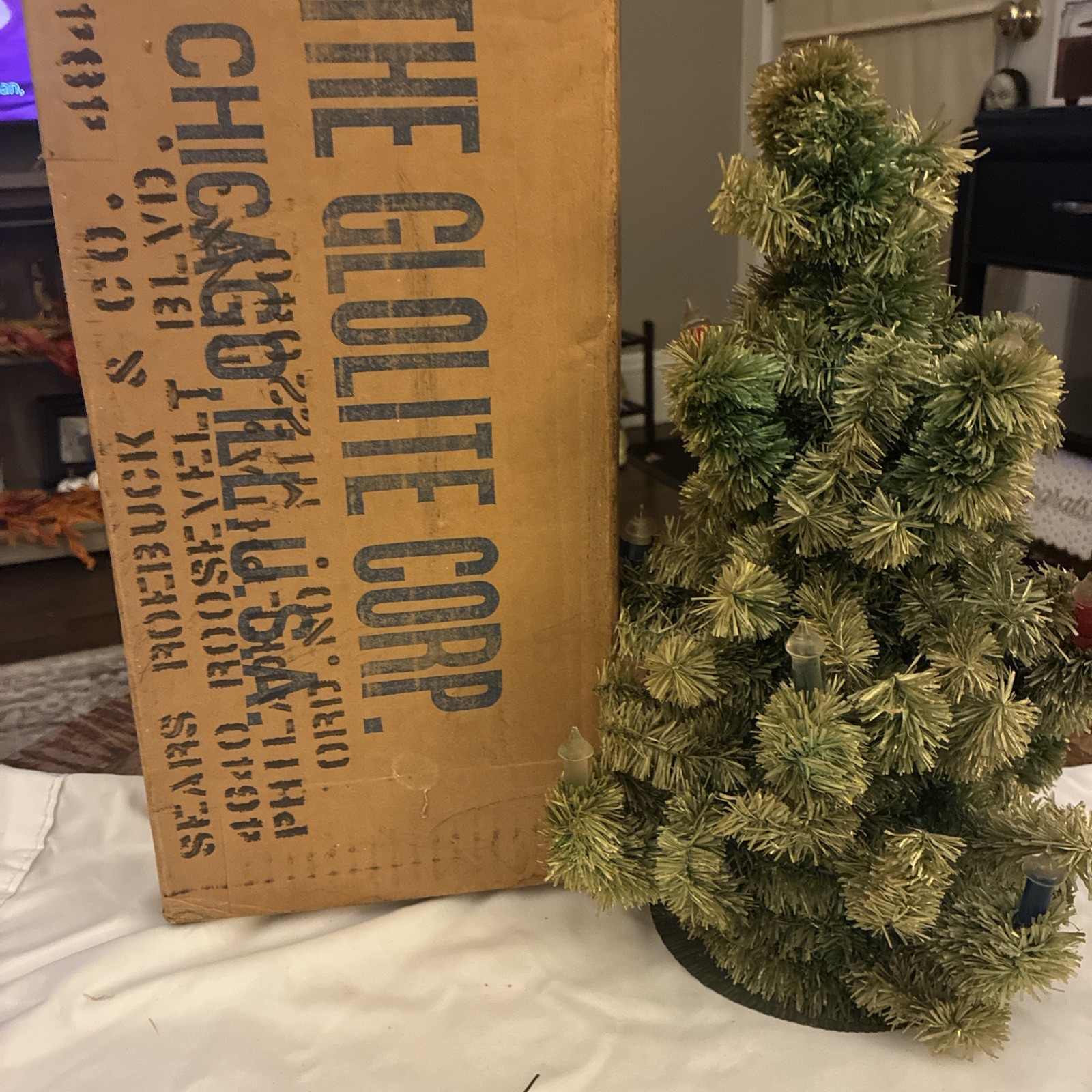 Vintage Glolite Christmas Tree With Box Rare and Collectible 