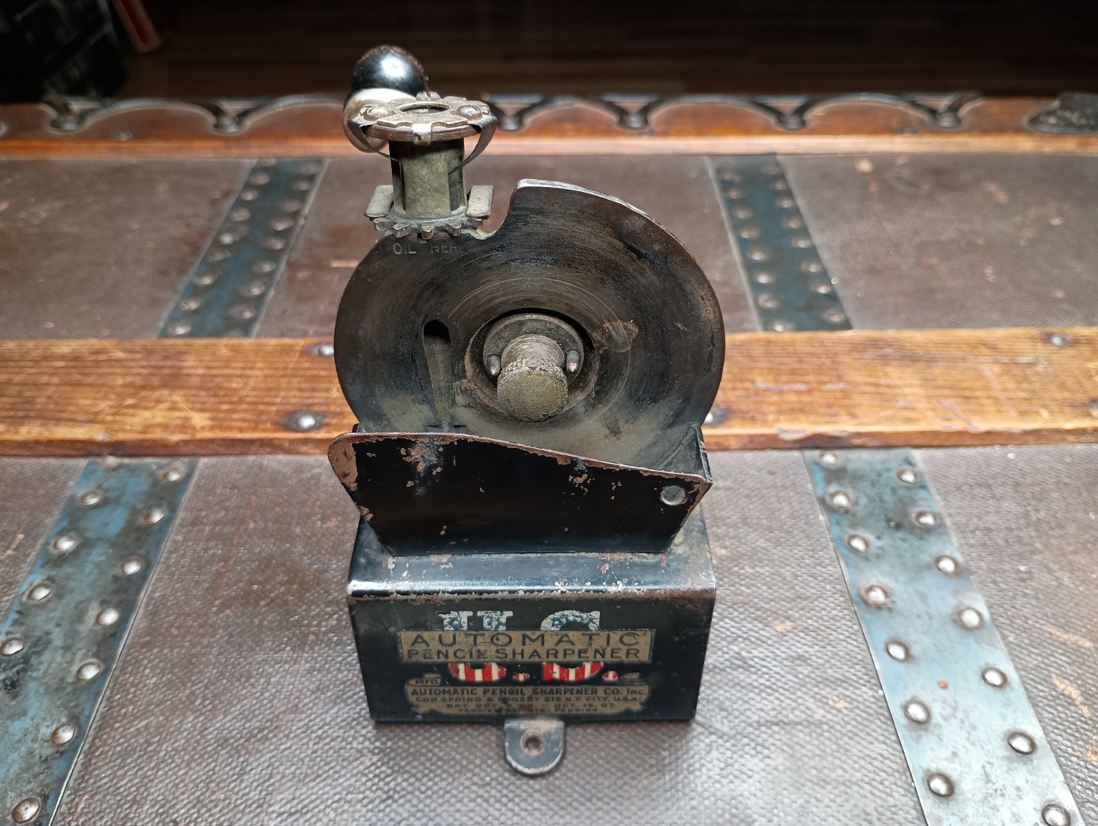 Rare Antique U.S. Automatic Pencil Sharpener APSCO NYC Label 1906 1907 Rare Antique U.S. Automatic Pencil Sharpener APSCO NYC Label 1906 1907