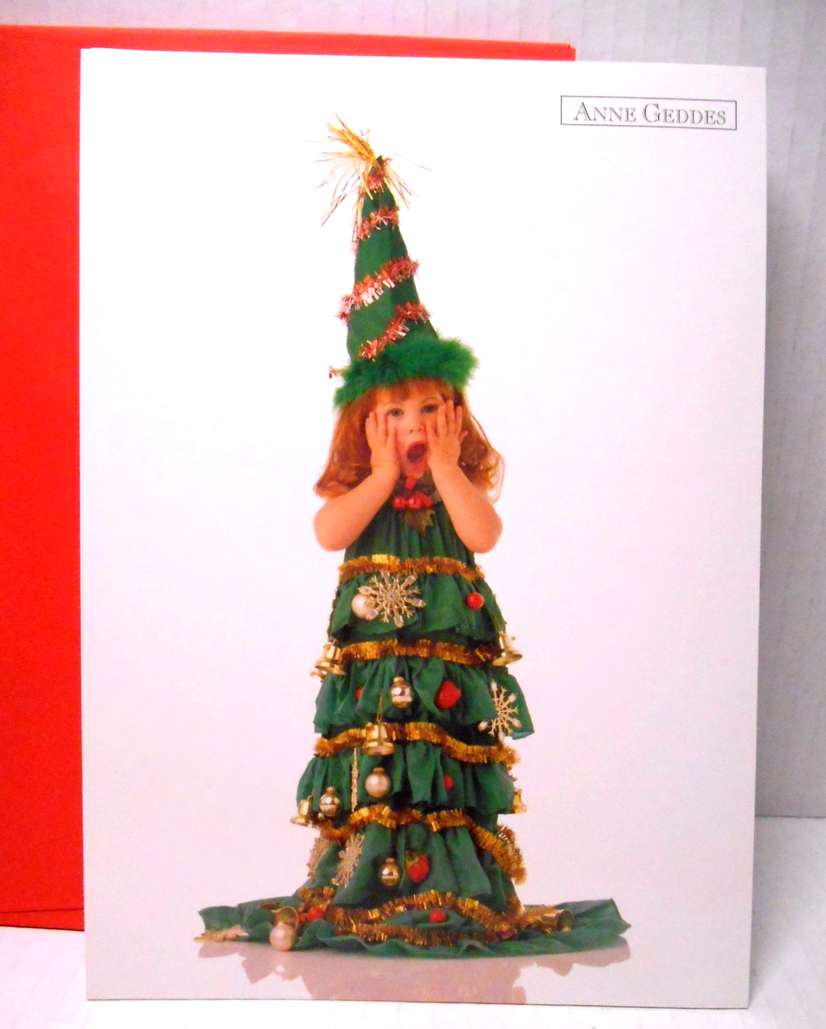 13 Anne Geddes Christmas Greeting Cards LITTLE GIRL Decorated Tree Redhead 1995