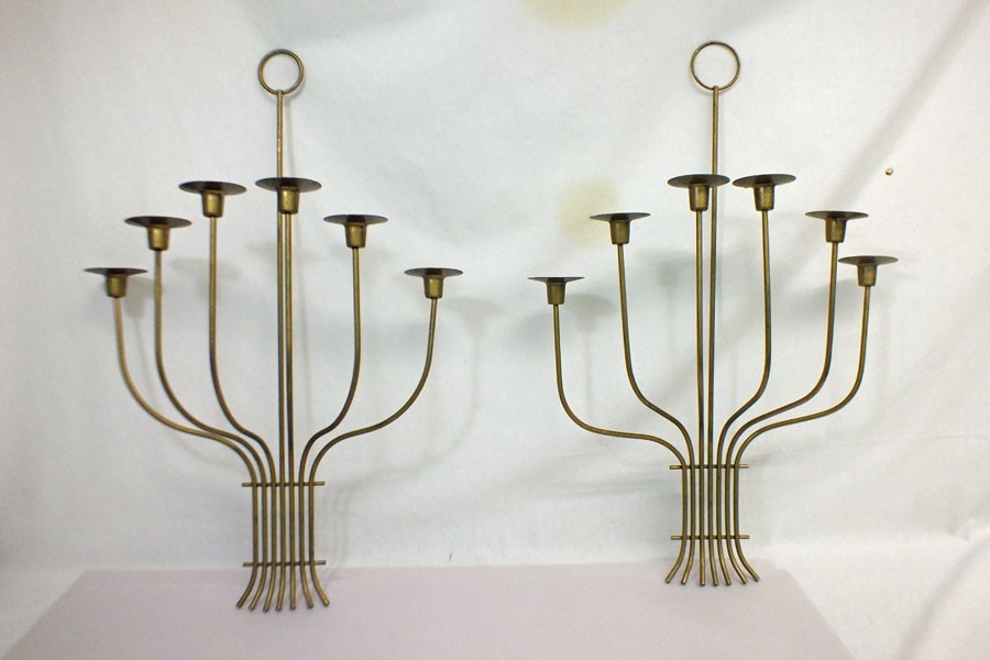 Vintage Mid Century Modern MCM Candle Sconce Wall Mount Parzinger Era PAIR