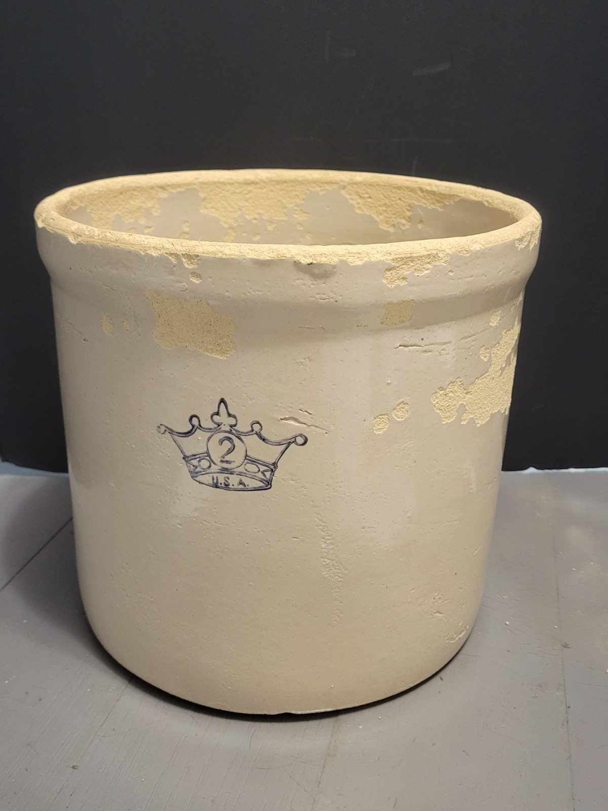 Vintage Robinson Ransbottom 2 Gallon Blue Crown Stoneware Crock Pottery Read