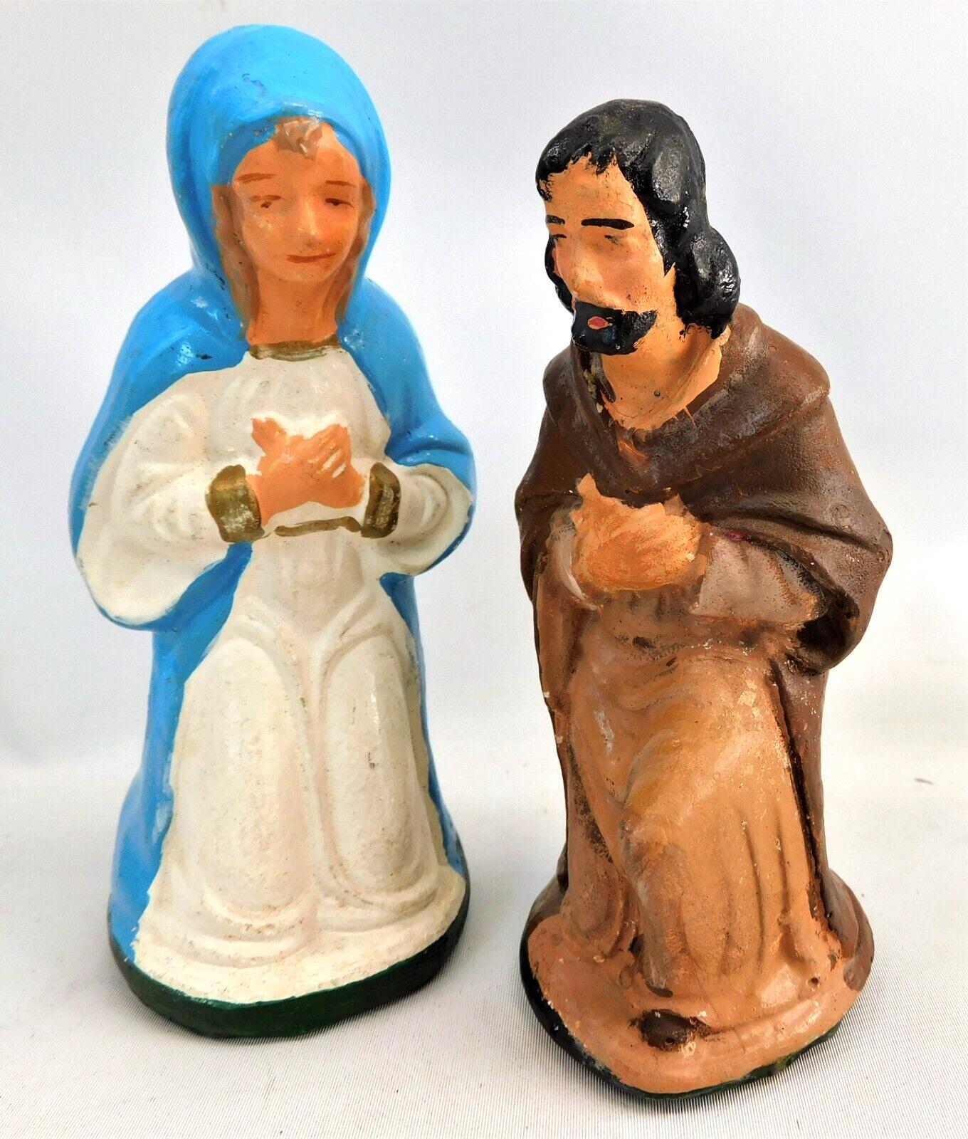 Vintage Mary and Joseph Nativity Figures 1950s Chalkware 4-3/4\