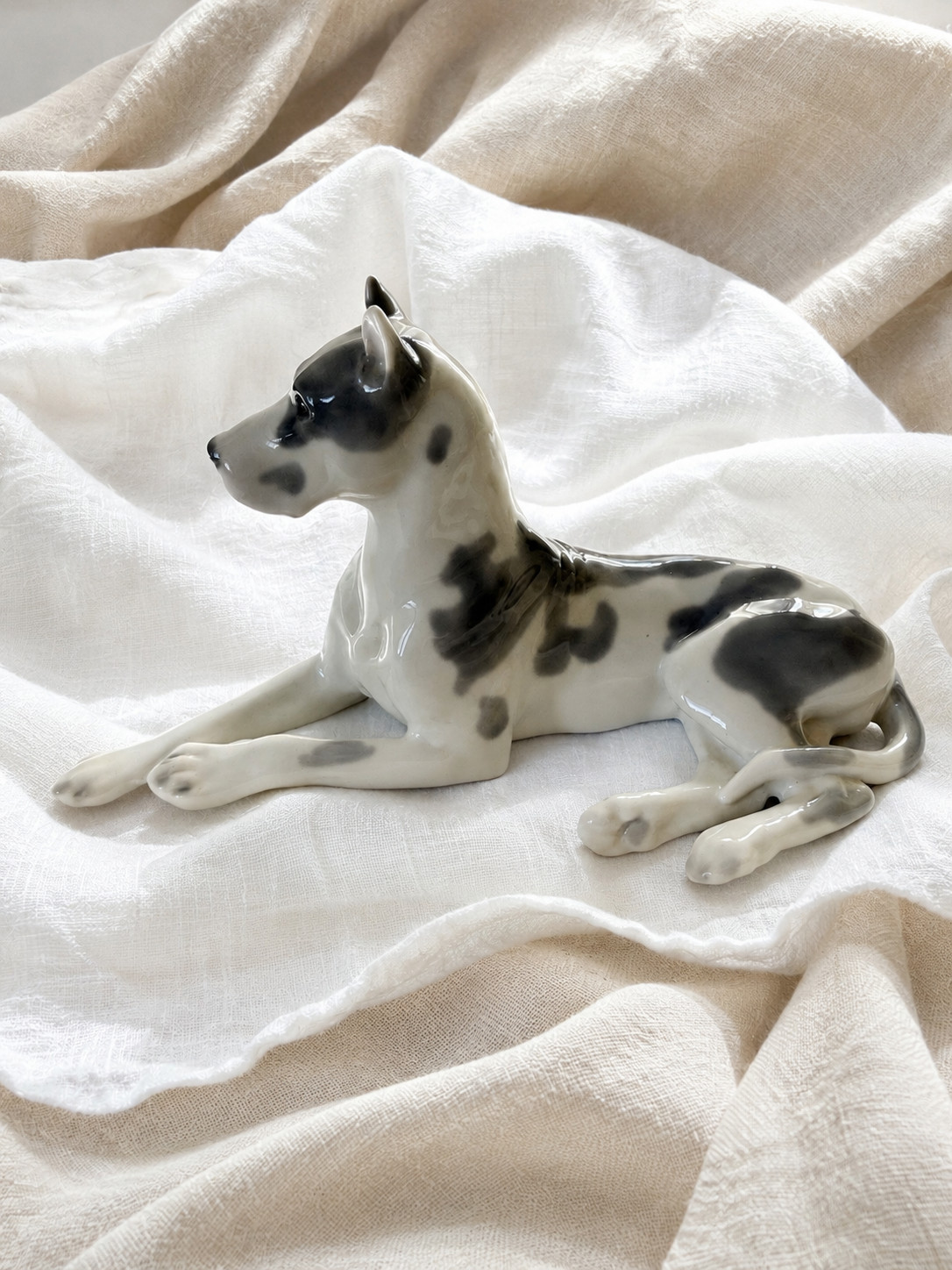 Vintage Lomonosov USSR Porcelain Great Dane Dog Figurine – Large 24 cm 