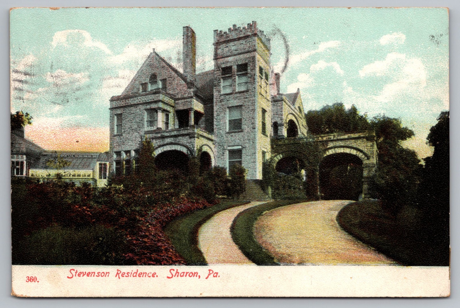 Stevenson Residence Sharon PA Postcard c1908