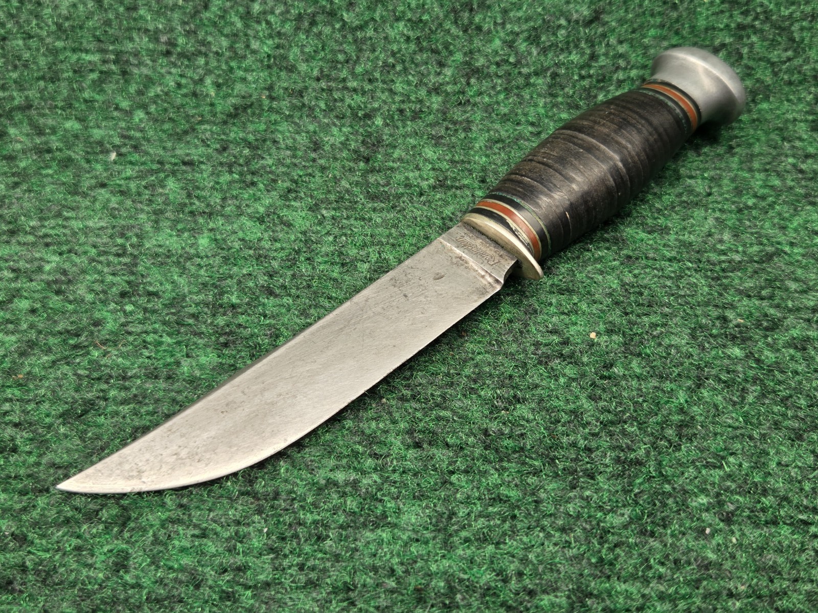 Vintage Remington RH-71 Fixed Blade Hunting Knife DuPont Era Stacked Leather USA