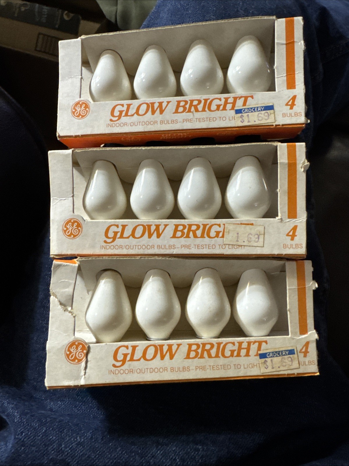GE Glow Bright C7 White Christmas Light Bulbs 5W Candelabra Base Lot Of 3