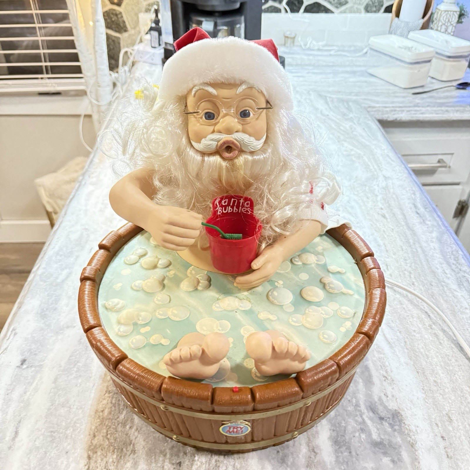 Vintage Telco Animated Bubble Blowing Santa Claus Blows 1995 Original Box