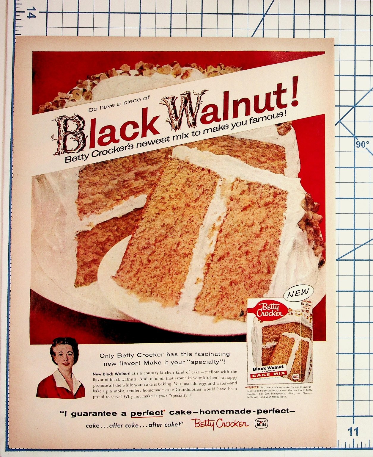 Vintage Betty Crocker Black Walnut Cake Mix Magazine Ad 1950s Recipe Kitchen Vintage Betty Crocker Black Walnut Cake Mix Magazine Ad 1950s Recipe Kitchen