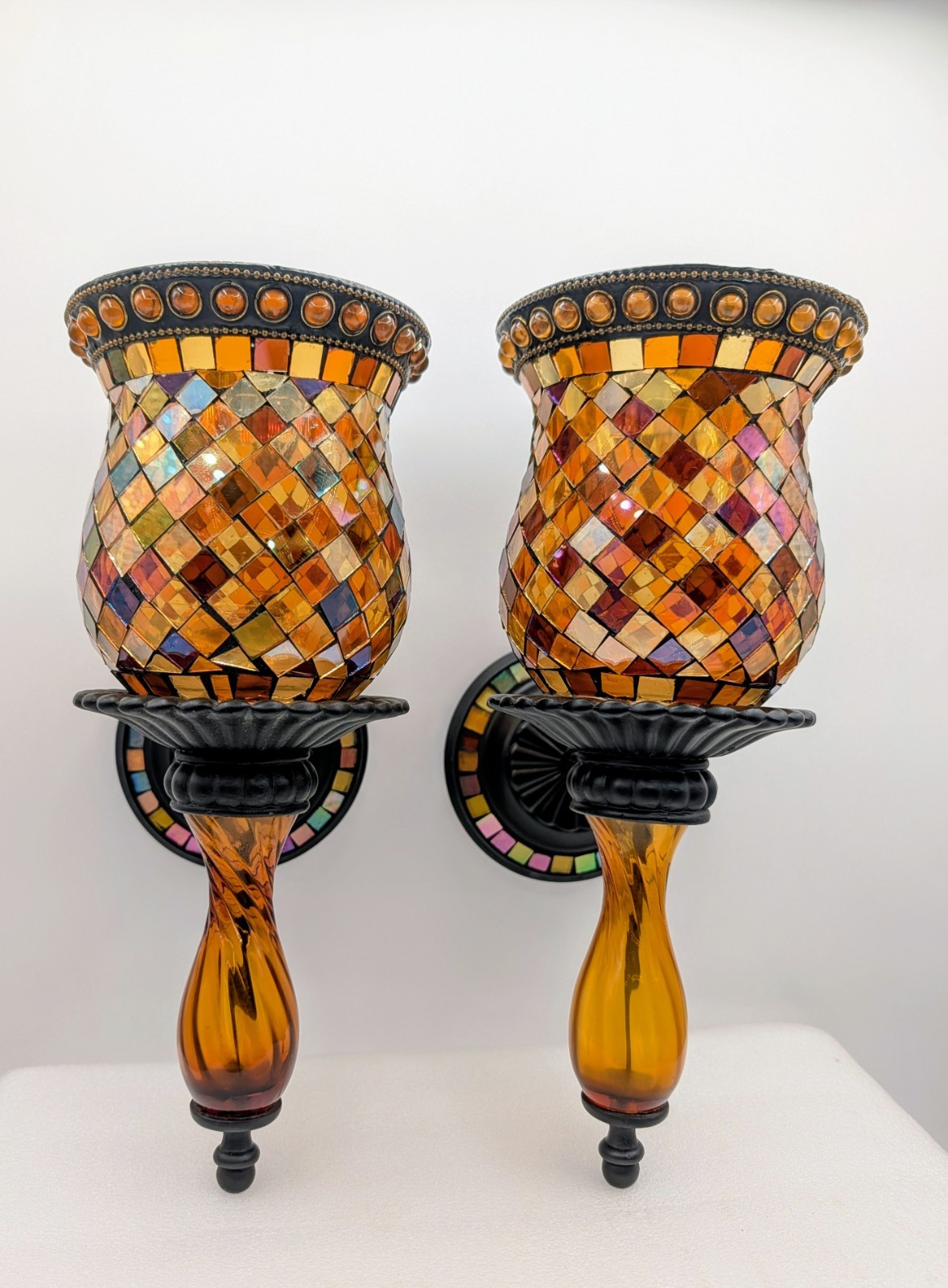 2 PartyLite Global Fusion Mosaic Wall Sconces - Retired Vintage