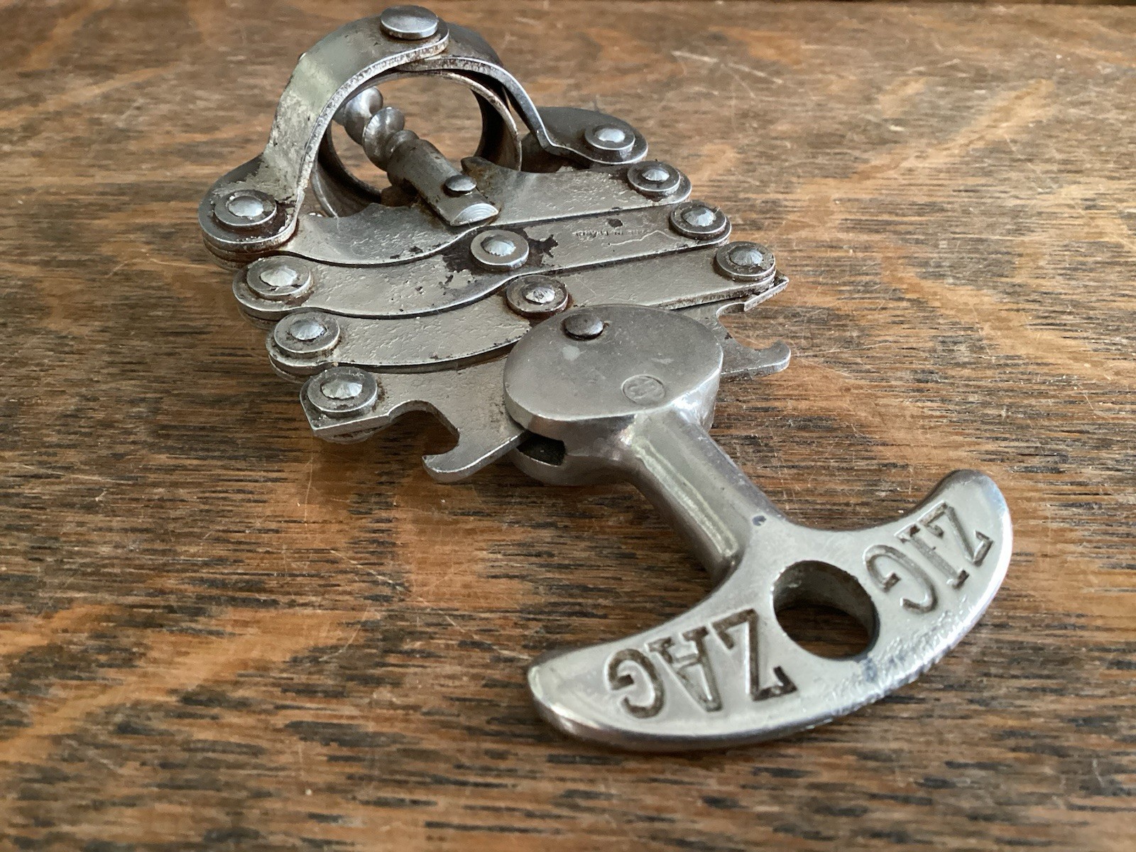 Vintage French Zig Zag Mechanical Corkscrew Wine Bottle Opener M&M DEP