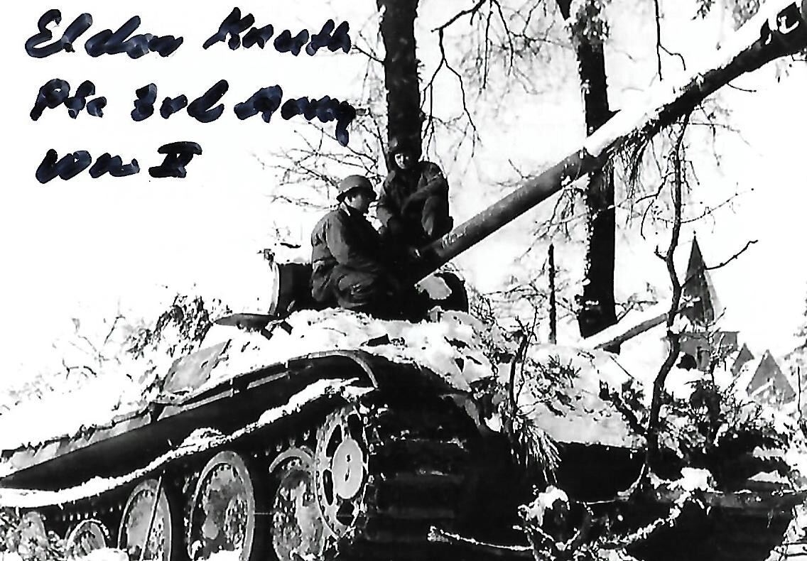 Eldon Knuth sign-auto 4x6 photo WW II France European Theater USA Rare COA LOOK