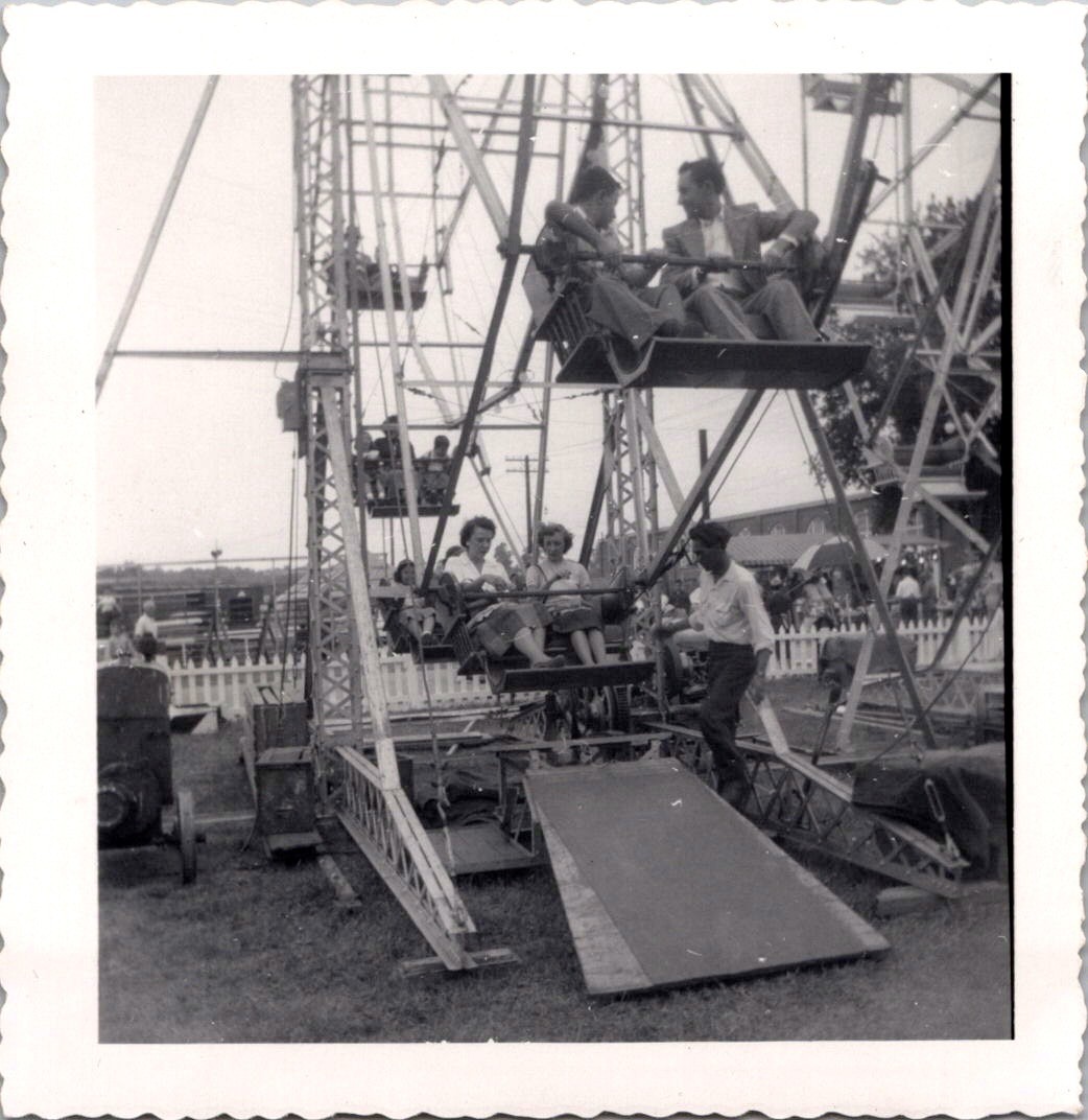 Vintage 1953 Springfield Fair Ferris Wheel Carnival Ride Photo Black & White Vintage 1953 Springfield Fair Ferris Wheel Carnival Ride Photo Black & White
