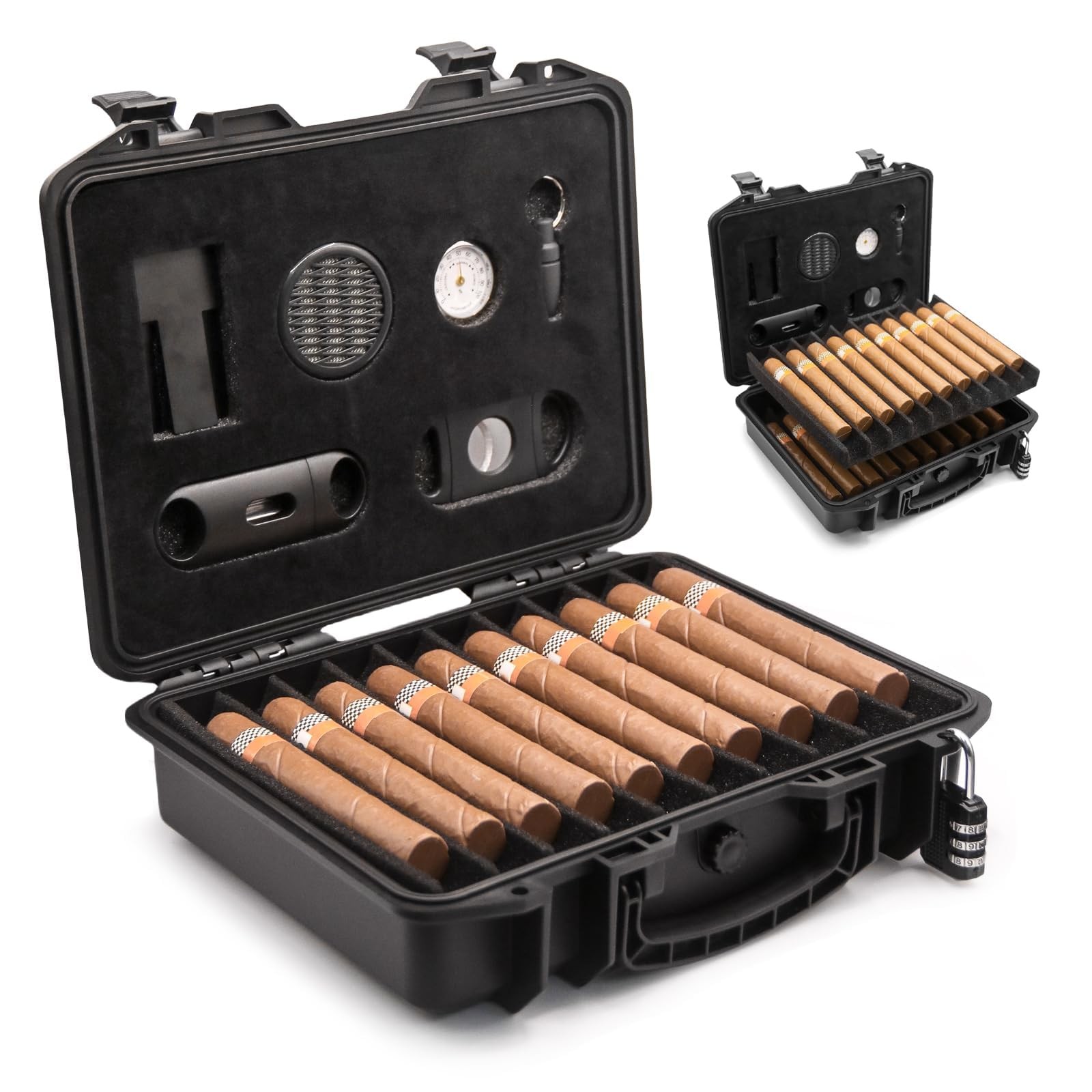 INFINITKIN Cigar Travel Humidor Case, Portable Cigar Box Kit INFINITKIN Cigar Travel Humidor Case, Portable Cigar Box Kit
