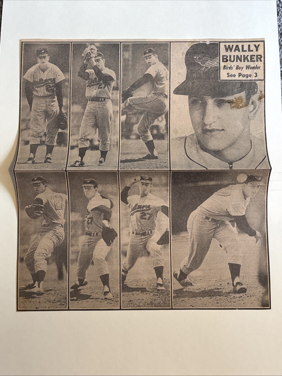 Wally Bunker Baltimore Orioles Phenom 1964 Sporting News Baseball 10X11 Panel Wally Bunker Baltimore Orioles Phenom 1964 Sporting News Baseball 10X11 Panel