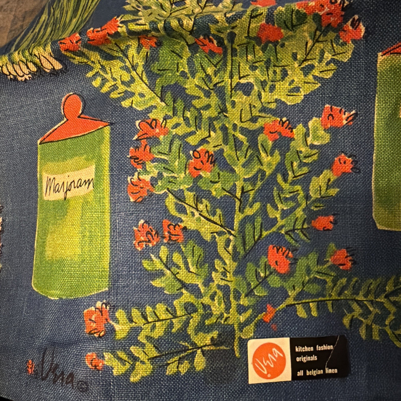 Vintage VERA Linen Tea Towel herbs Mod MCM 70s Vintage VERA Linen Tea Towel herbs Mod MCM 70s
