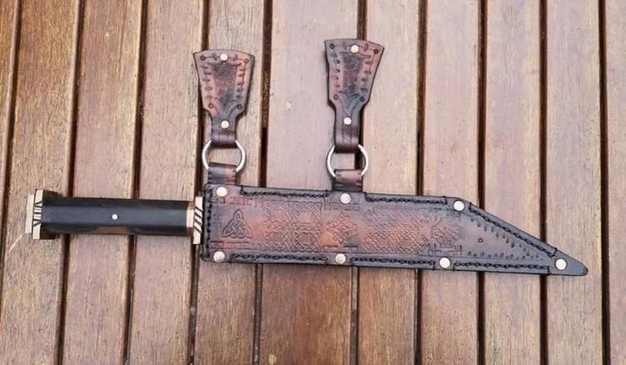 2X)Handmade Viking Seax–Medieval Knife with Wooden Handle&Steel Blade-MVS016