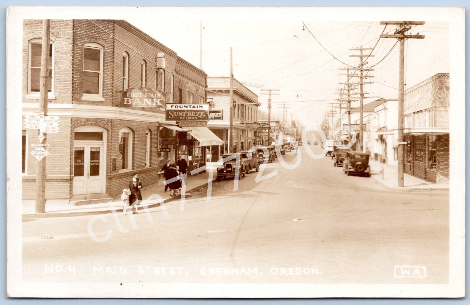 Postcard RPPC Gresham OR Main St Sunfreze Ice Cream Kodak Billiards 1920s P19F Postcard RPPC Gresham OR Main St Sunfreze Ice Cream Kodak Billiards 1920s P19F