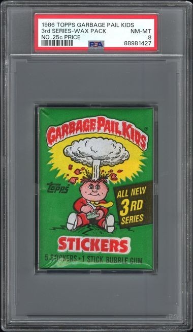 Garbage Pail Kids 1986 Topps 3rd Series Wax Pack no 25c price PSA 8 Garbage Pail Kids 1986 Topps 3rd Series Wax Pack no 25c price PSA 8