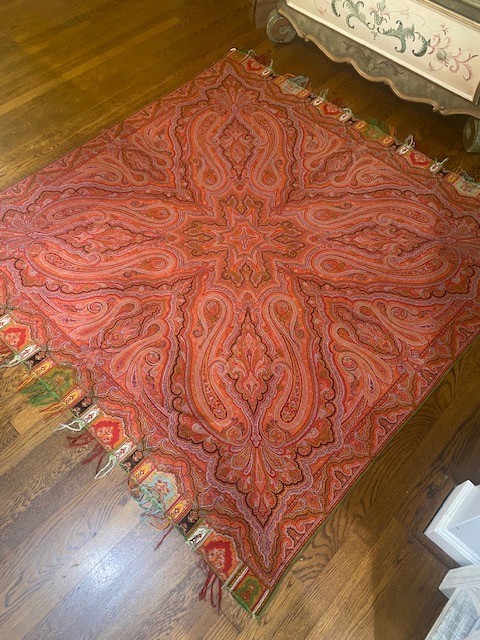 Stunning Antique Paisley Shawl~19th Century~Large 62x62