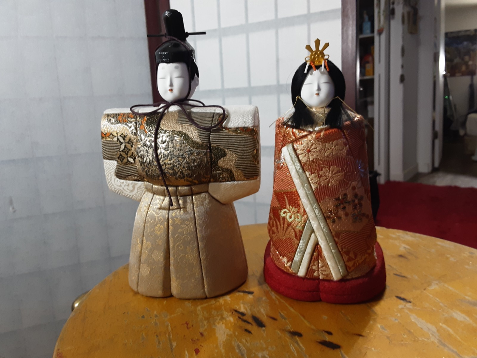 Vintage Japanese Kimekomi Hina Dolls Imperial Court Couple Emperor Empress Set