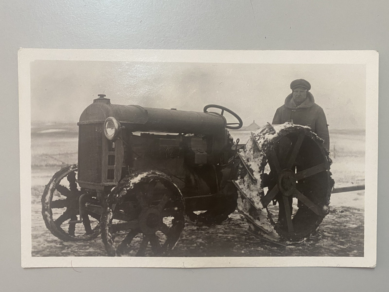 1920s Fordson Model F Tractor Snow Terry Montana RPPC Postcard Size Blank Back