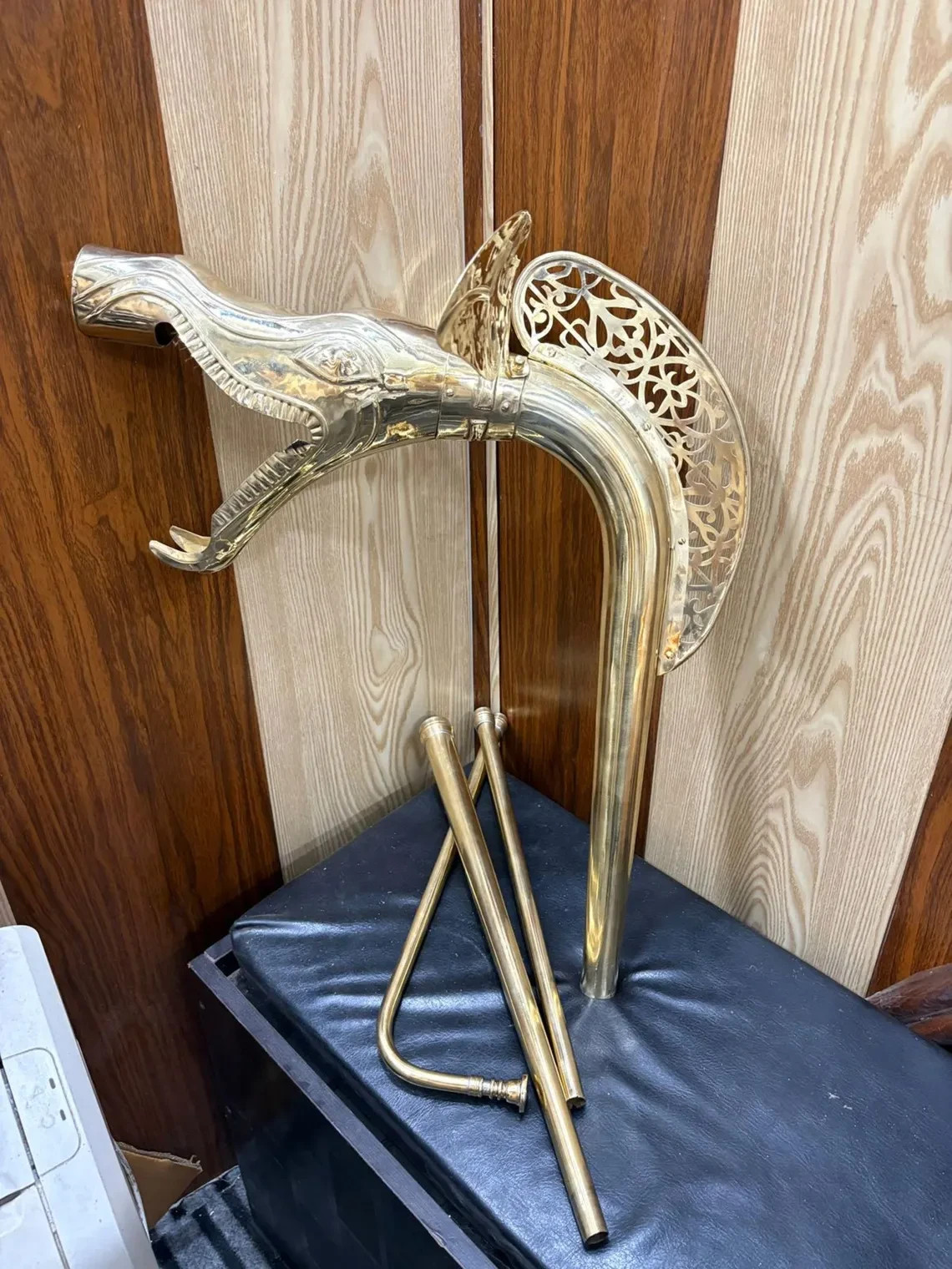 Fully Playable Medieval Brass Carnyx War Horn - Gift for Musicians and Collector
