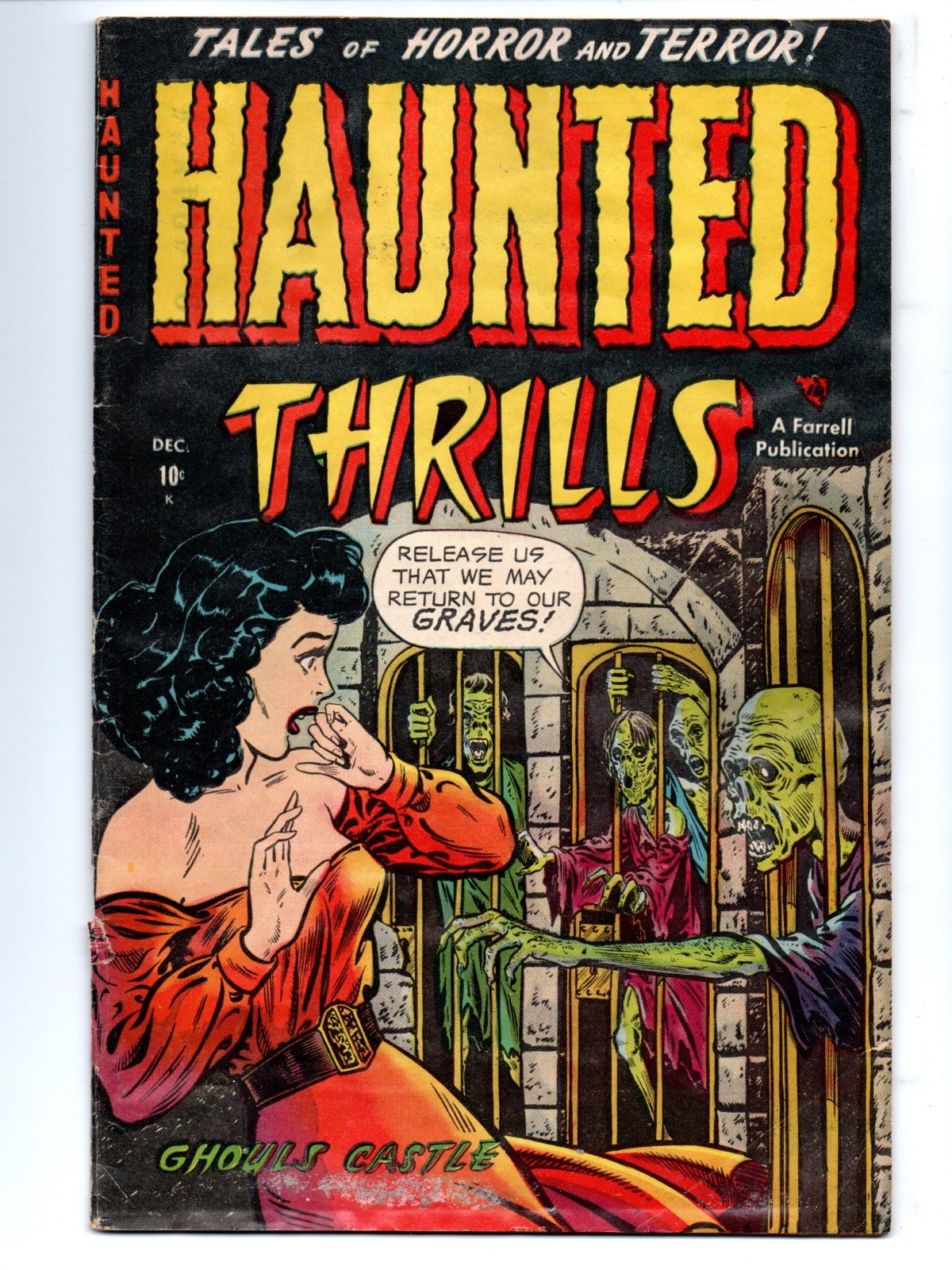 HAUNTED THRILLS #4 (1952) - GRADE 3.0 - AJAX GOLDEN AGE PRE-CODE HORROR COMIC
