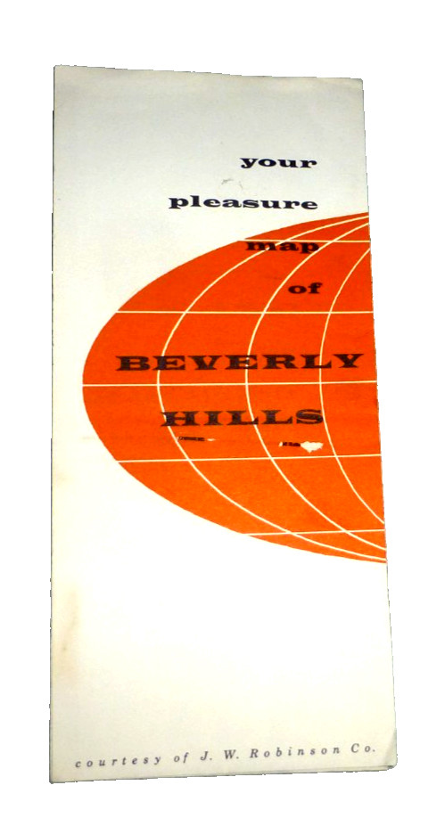 VINTAGE PAMPHLET BEVERLY HILLS CA MAP OF DINING SPOTS BY J.W. ROBINSON CO c.1950