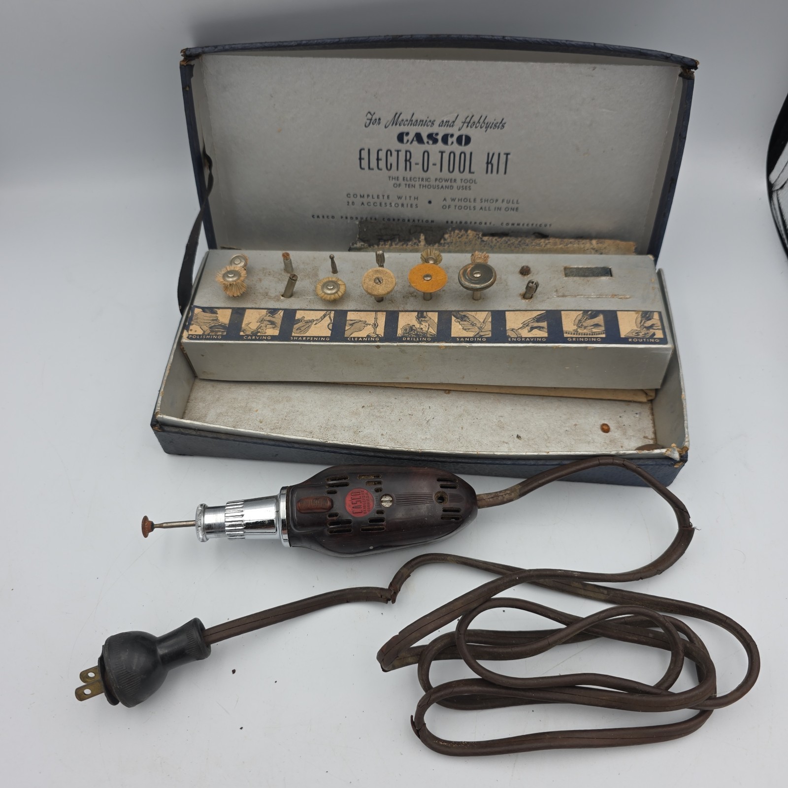 Vintage, CASCO ELECTR-O-TOOL Kit with Accessories Electric Power, Dremel, READ Vintage, CASCO ELECTR-O-TOOL Kit with Accessories Electric Power, Dremel, READ