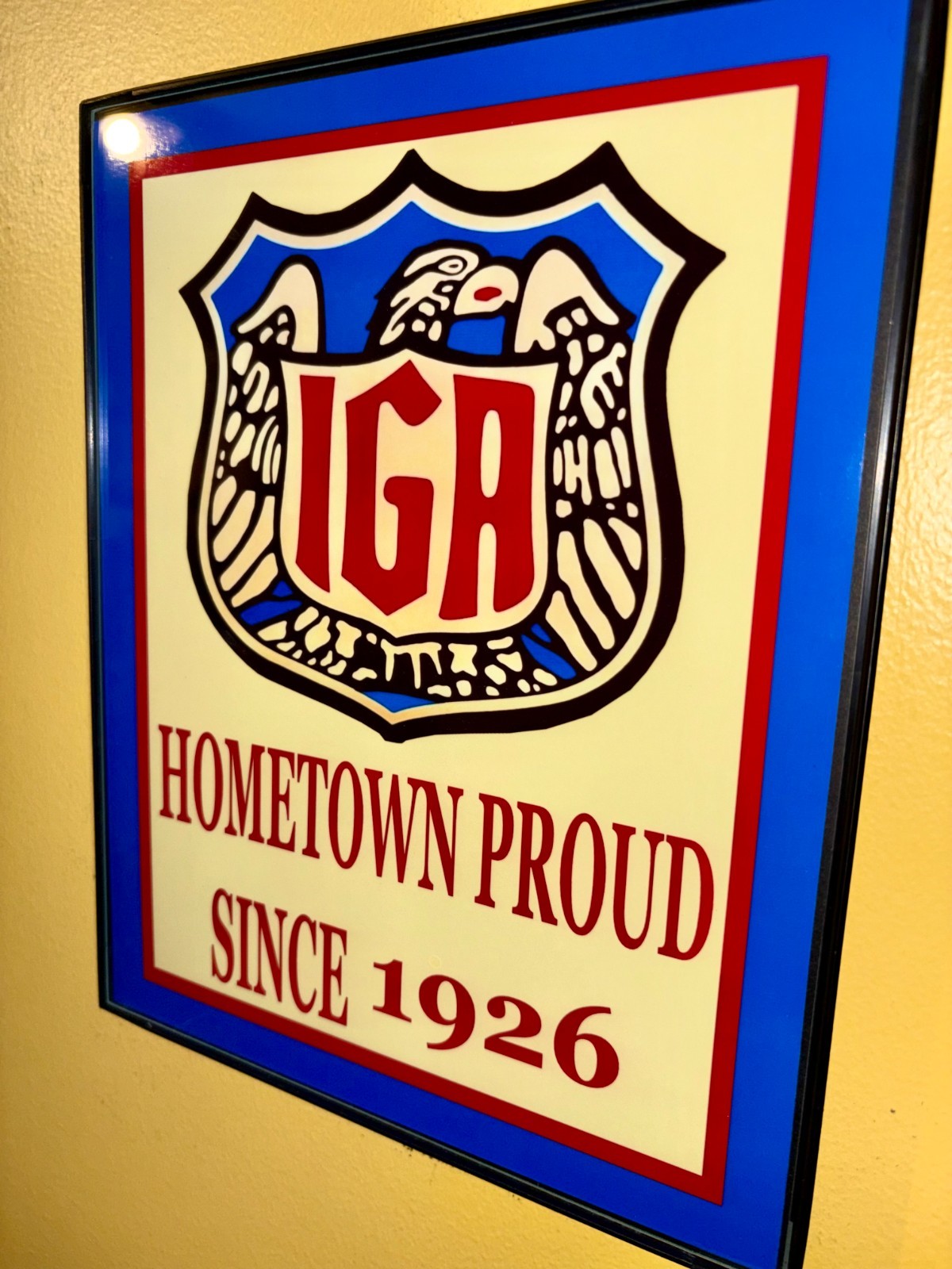 IGA Grocery Store Supermarket Kitchen Diner Grocer Advertising Sign IGA Grocery Store Supermarket Kitchen Diner Grocer Advertising Sign