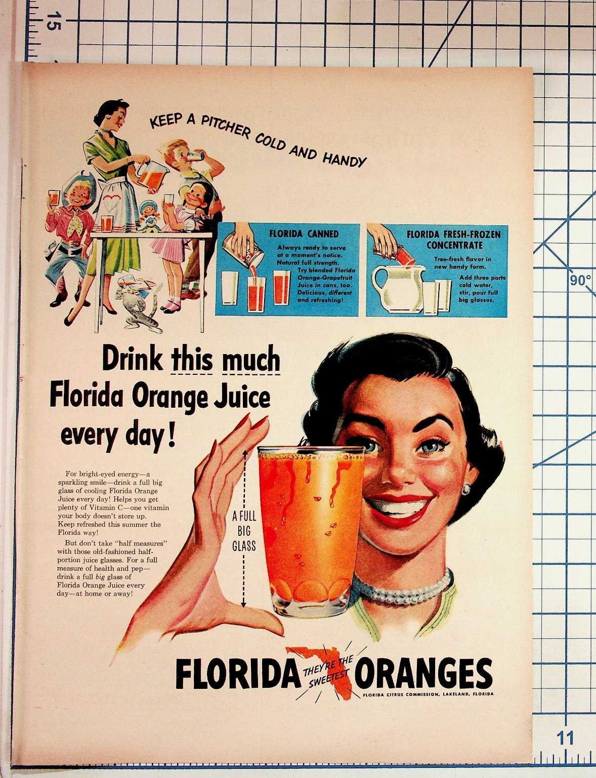Vintage 1950s Florida Orange Juice Magazine Ad Original Citrus Commission Vintage 1950s Florida Orange Juice Magazine Ad Original Citrus Commission