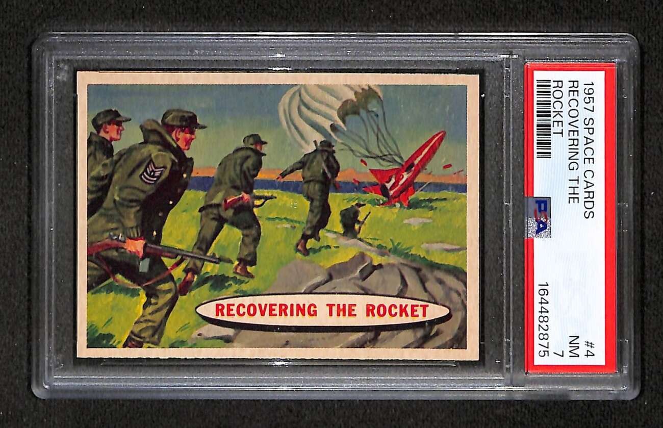 1957 Topps Space 4 Recovering The Rocket PSA 7 NM C106943 1957 Topps Space 4 Recovering The Rocket PSA 7 NM C106943