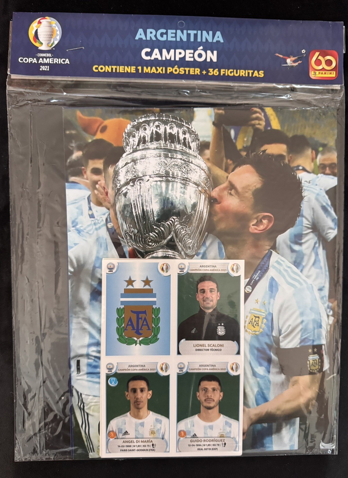 Panini Copa America 2021 Argentina Campeon - Maxi poster + 36 stickers MESSI Panini Copa America 2021 Argentina Campeon - Maxi poster + 36 stickers MESSI