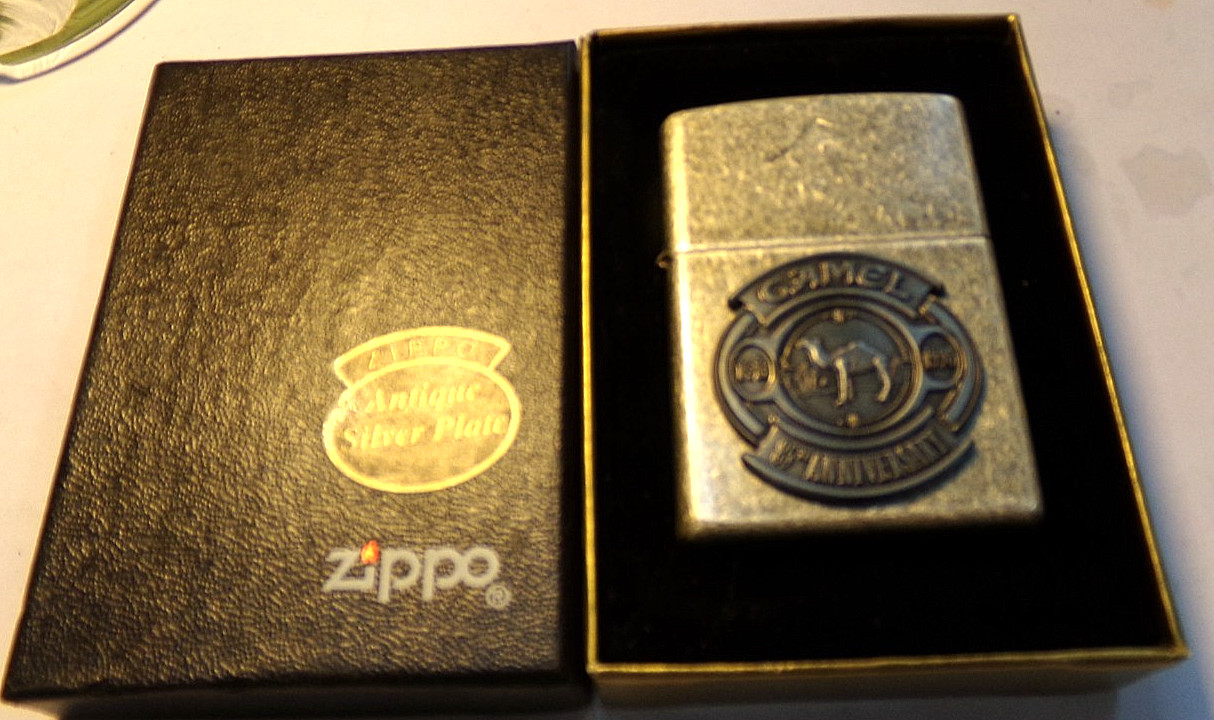 1997 Zippo CAMEL 85TH ANNIVERSARY Lighter Antique Silver Plate in box NEW SEALED 1997 Zippo CAMEL 85TH ANNIVERSARY Lighter Antique Silver Plate in box NEW SEALED