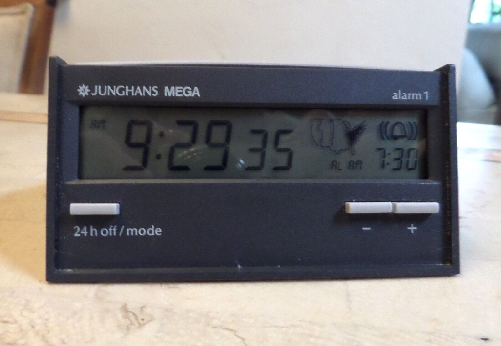 Junghans Gray Mega Atomic Clock Desktop with Alarm