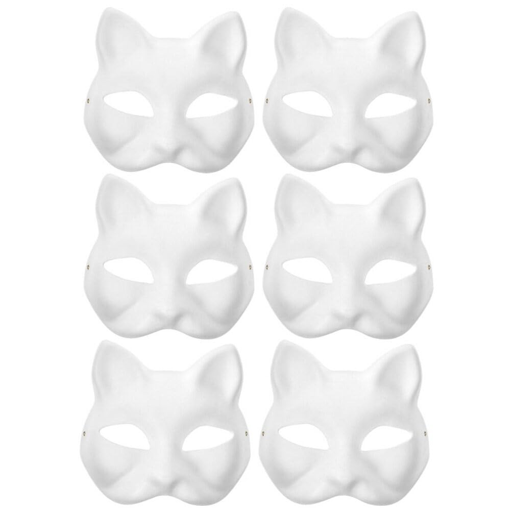IMIKEYA 6pcs Cat Mask White Therian Masks Paper 18.00X17.00X6.00CM, IMIKEYA 6pcs Cat Mask White Therian Masks Paper 18.00X17.00X6.00CM,