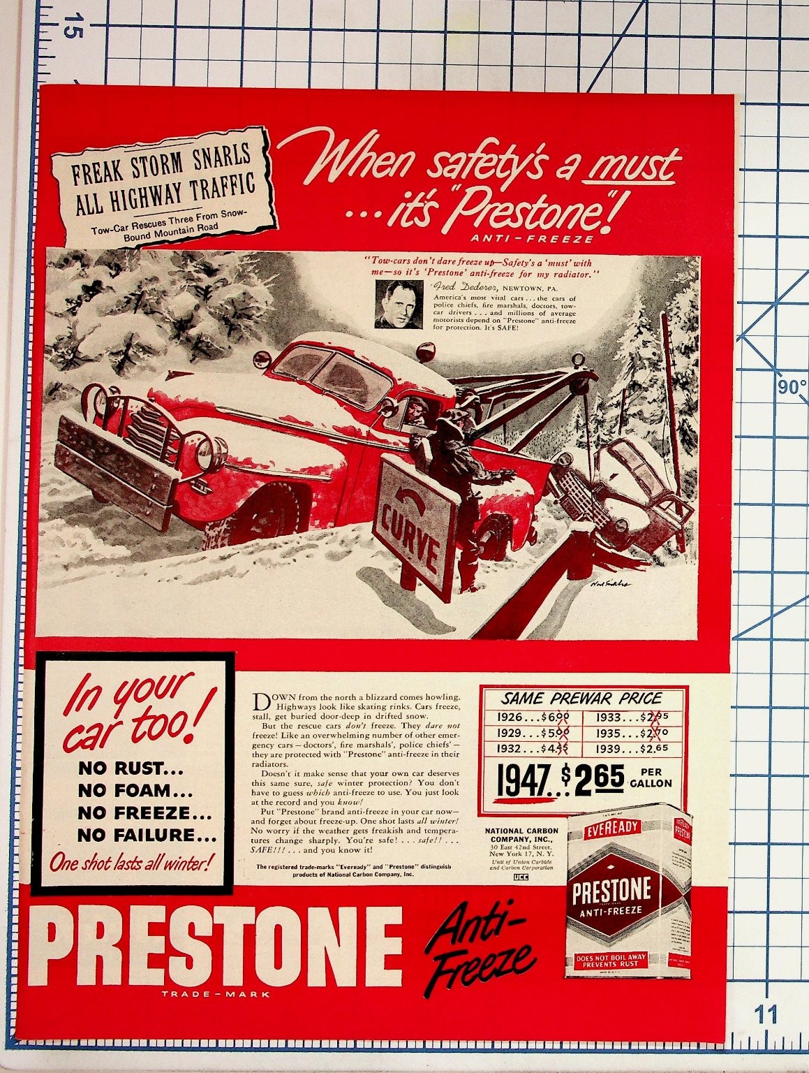 1947 Prestone Anti-Freeze Magazine Ad Vintage Car Snow Tow Truck Ephemera 1947 Prestone Anti-Freeze Magazine Ad Vintage Car Snow Tow Truck Ephemera