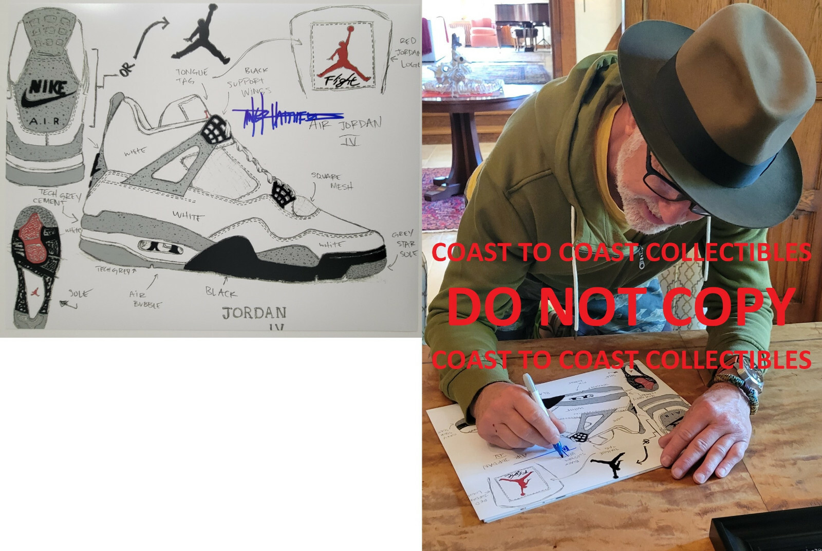 Tinker Hatfield signed autographed Nike Air Jordan IV 11x14 photo COA with proof