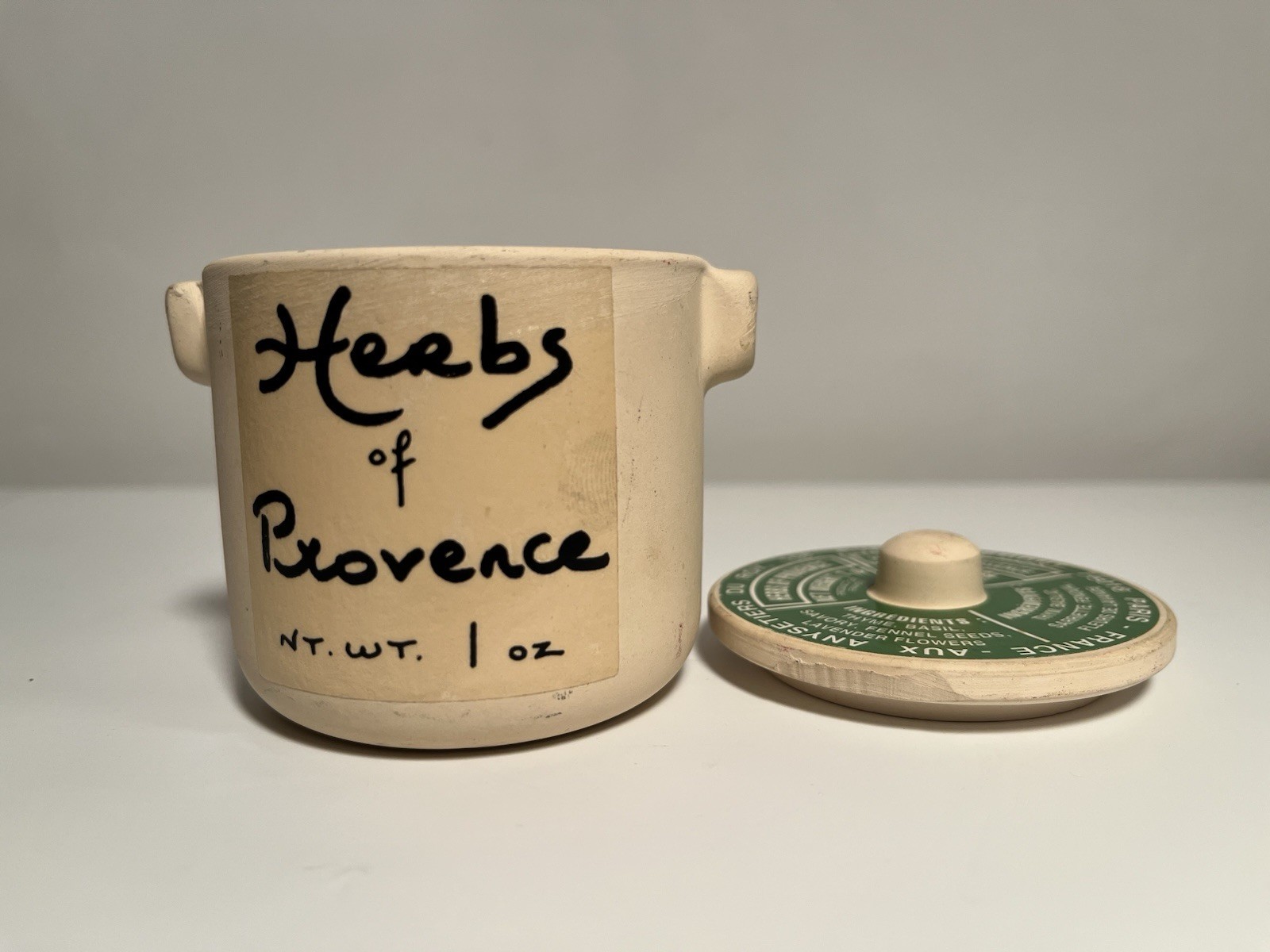 Herbs of Provence 1 Oz Crock With Lid Pot Ceramic EMPTY HTF Storage Container