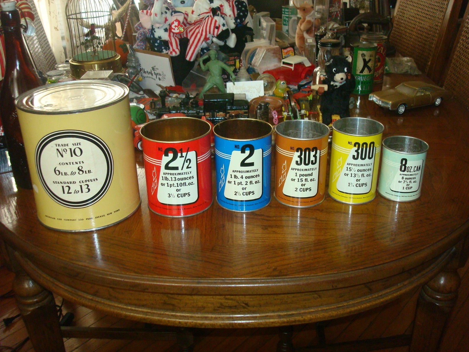 VERY RARE AMERICAN CAN COMPANY SALESMAN SAMPLE  6 CANCO CANS PARK AVE NEW YORK