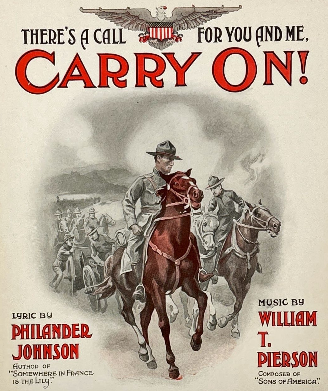 WWI Army Soldier Artillery Horse Team Carry On Sheet Music 