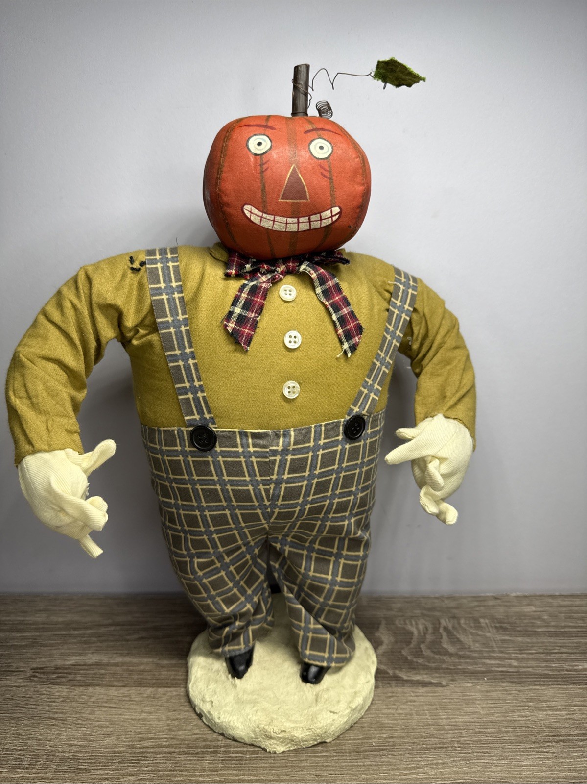 ESC Trading Company Pumpkin Head Halloween Figurine Lori Mitchell Fabric 14 in ESC Trading Company Pumpkin Head Halloween Figurine Lori Mitchell Fabric 14 in