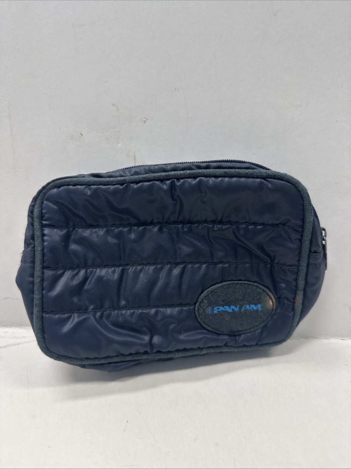 Vintage PAN AM Airlines 1st Class Toiletries Travel Bag kit navy blue