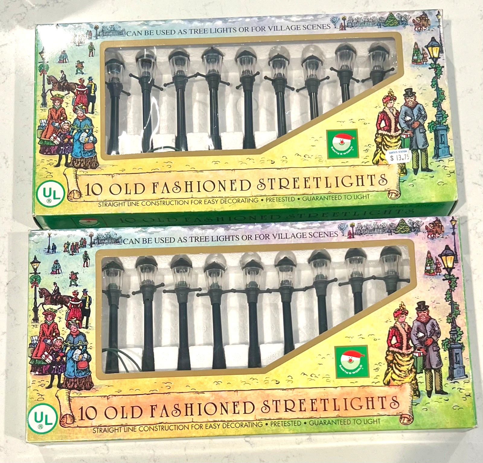 Vintage Kurt S. Adler 20 Piece Old Fashioned Street Light Up Village Display Set