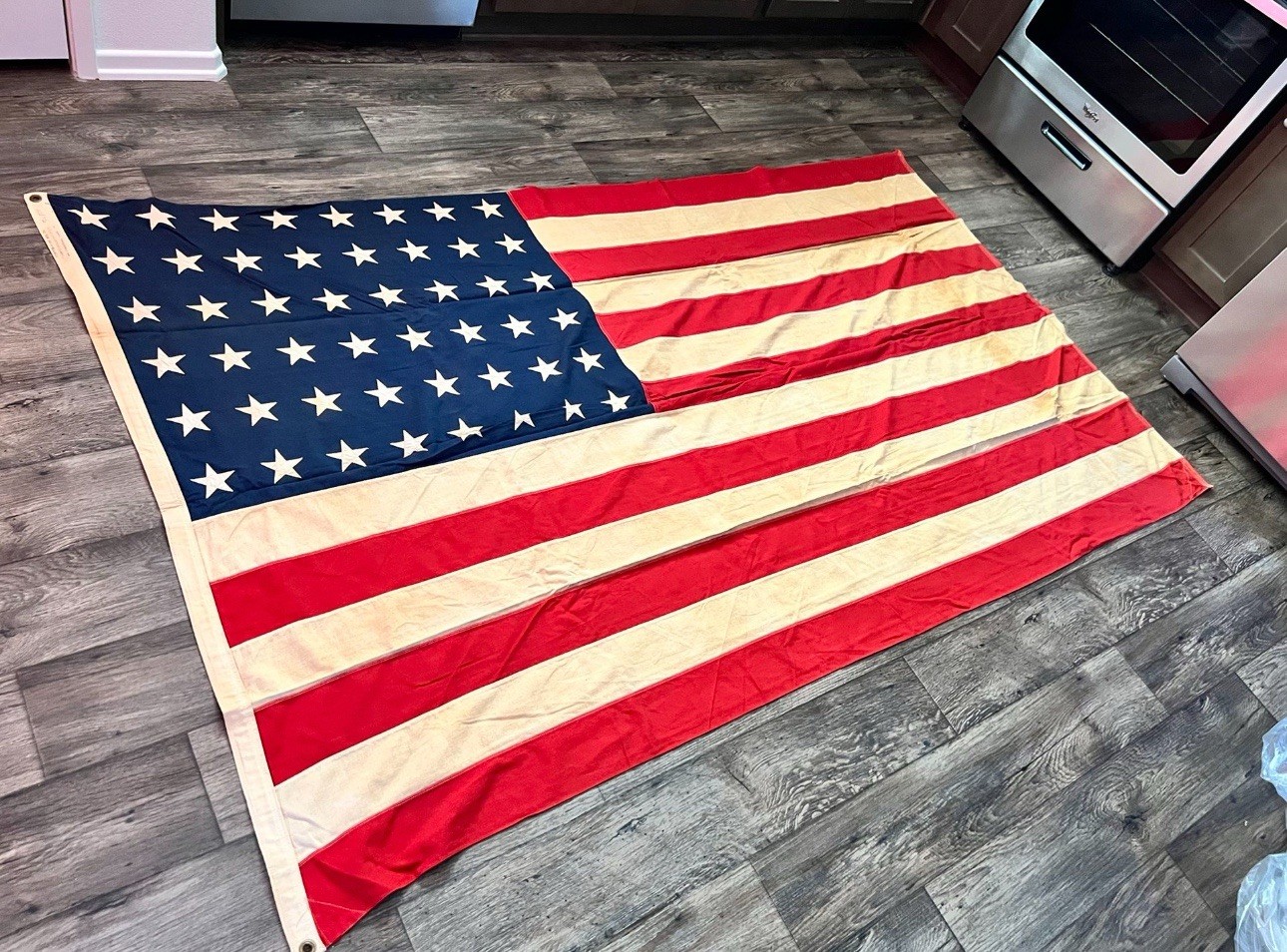 Vintage HORTIE-VAN Mfg Co. 48 Star American Flag PASADENA 5x8 LARGE XL RARE