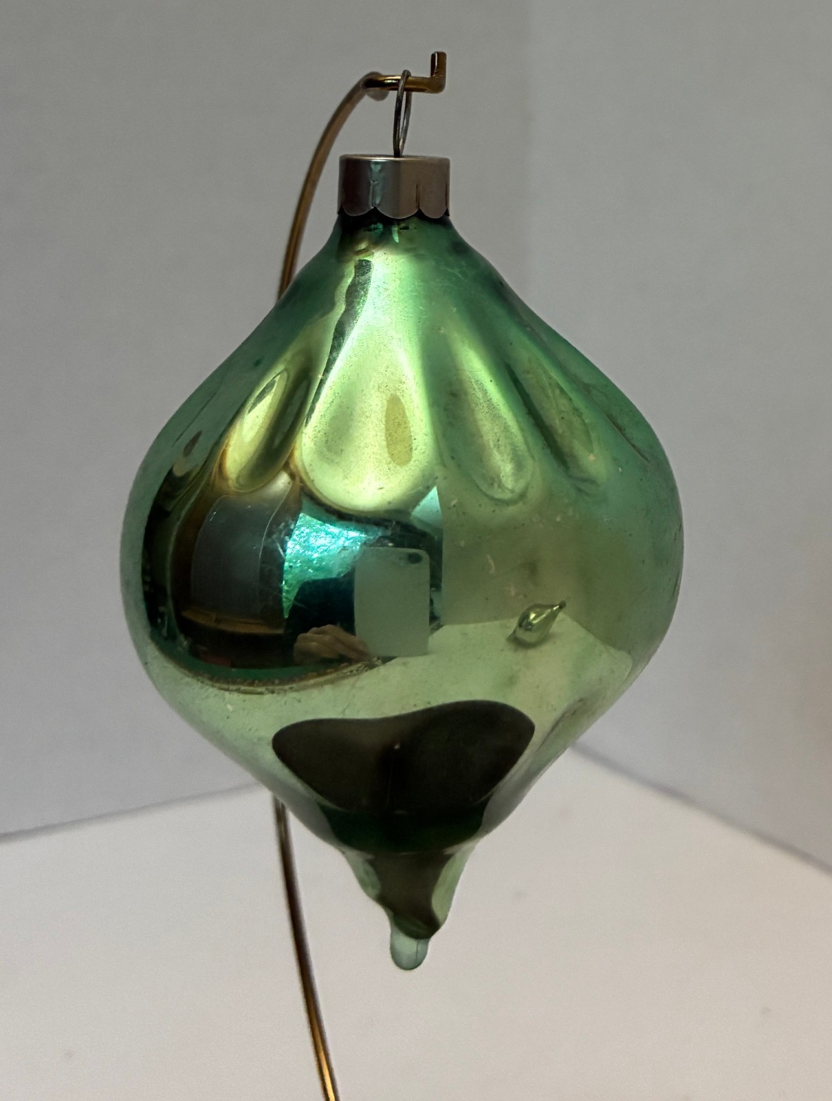 Vintage Heim Glass Teardrop Christmas Ornament Fluted Parachute Circa 1940's Vintage Heim Glass Teardrop Christmas Ornament Fluted Parachute Circa 1940's