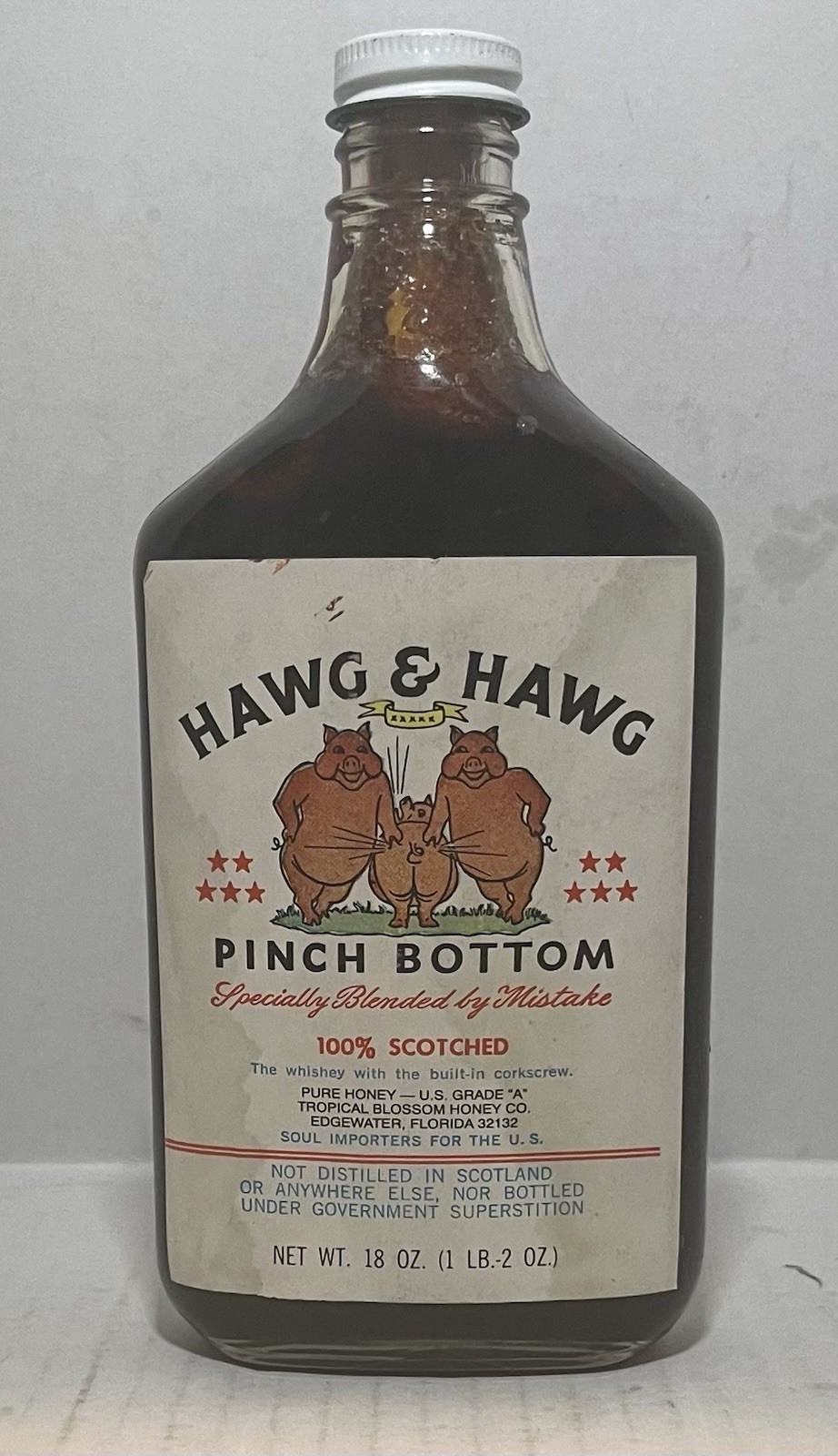 Vtg Hawg & Hawg Pinch Bottom Novelty/Joke Bottle Contains Pure Honey Inedible Vtg Hawg & Hawg Pinch Bottom Novelty/Joke Bottle Contains Pure Honey Inedible