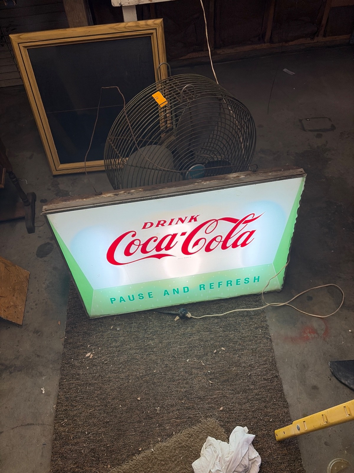 rare coca cola price bothers 34 by 24 1950g light up plastic sign gd con