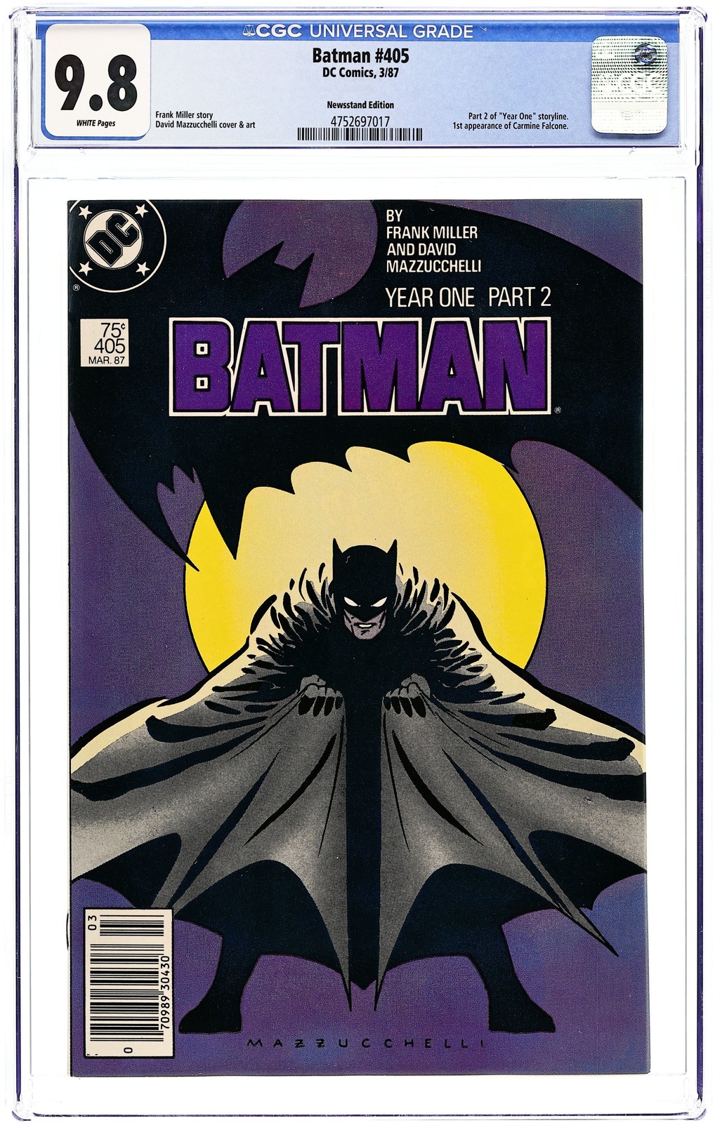 Batman #405N CGC 9.8 Newsstand 1987 4752697017